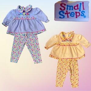 2 Small Steps Yellow & Purple Fall Winter Tulip Sweater Pant Sets Sz 12 months